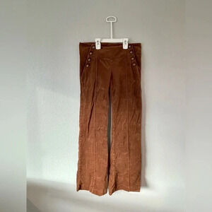 Vintage Brown faux suede flare pants size small